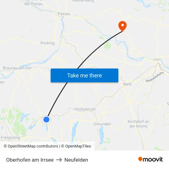 Oberhofen am Irrsee to Neufelden map