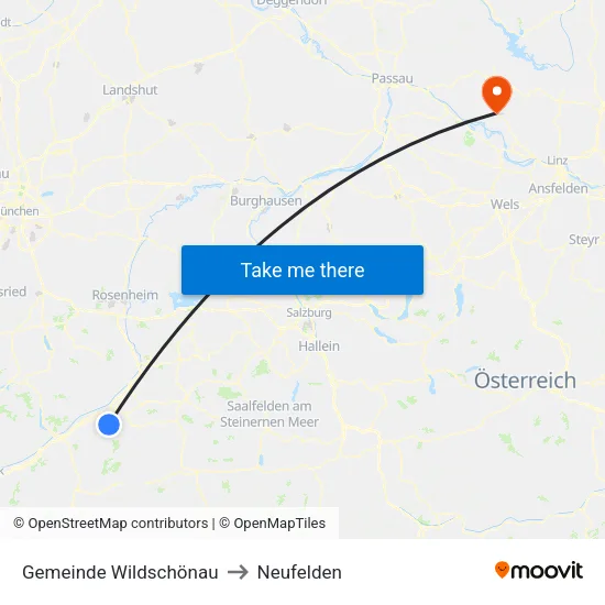 Gemeinde Wildschönau to Neufelden map