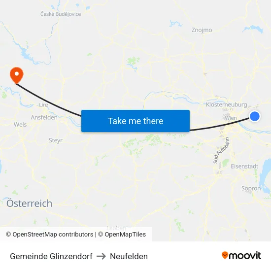 Gemeinde Glinzendorf to Neufelden map