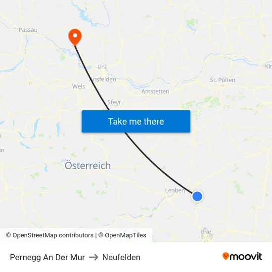 Pernegg An Der Mur to Neufelden map