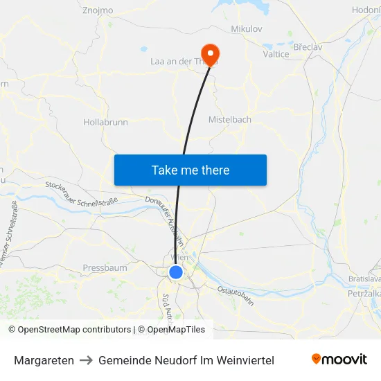 Margareten to Gemeinde Neudorf Im Weinviertel map