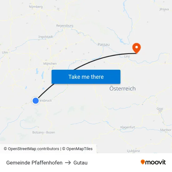 Gemeinde Pfaffenhofen to Gutau map