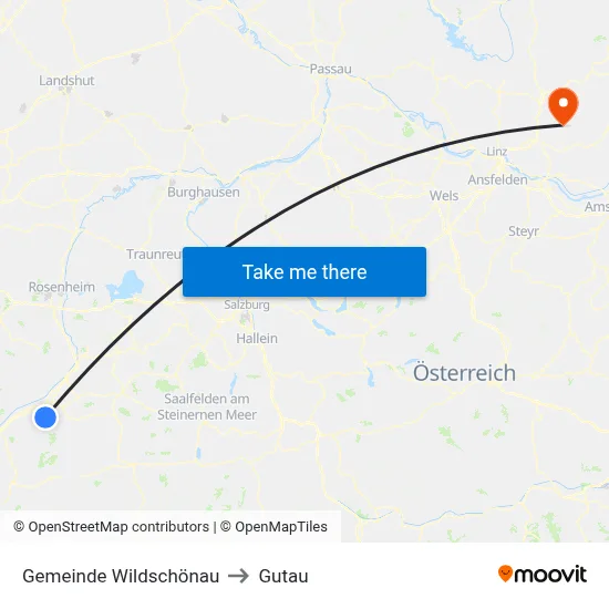 Gemeinde Wildschönau to Gutau map