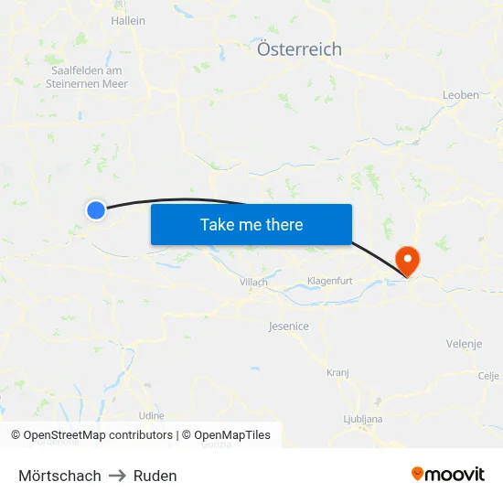 Mörtschach to Ruden map