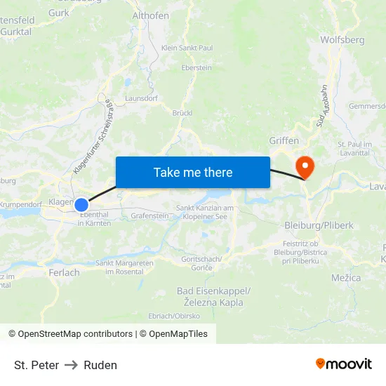 St. Peter to Ruden map