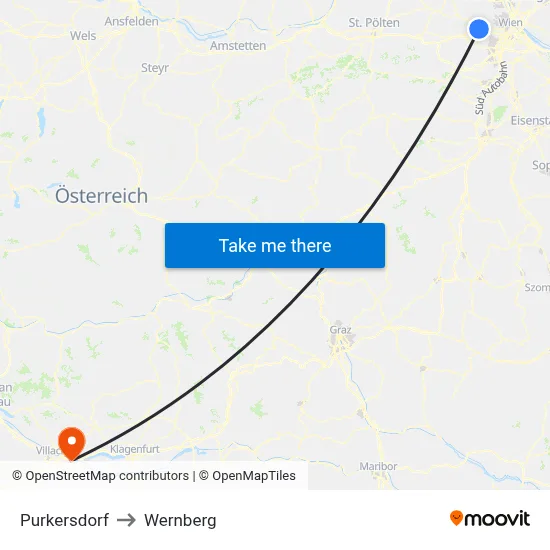 Purkersdorf to Wernberg map