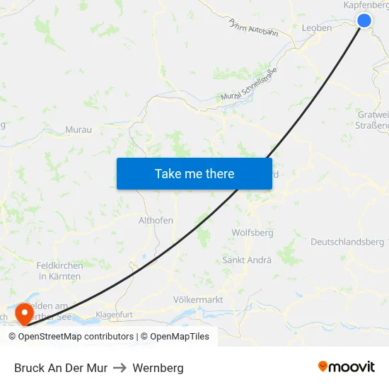 Bruck An Der Mur to Wernberg map