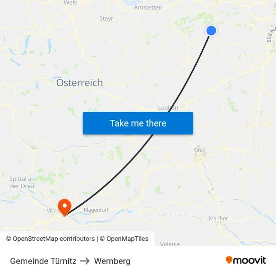 Gemeinde Türnitz to Wernberg map