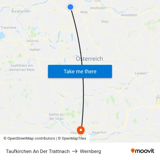Taufkirchen An Der Trattnach to Wernberg map