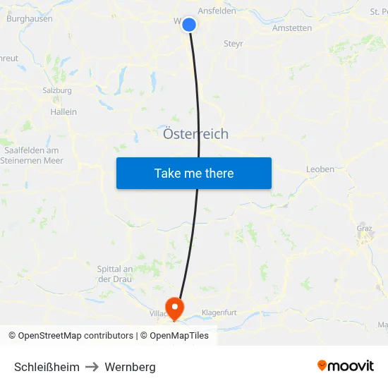 Schleißheim to Wernberg map