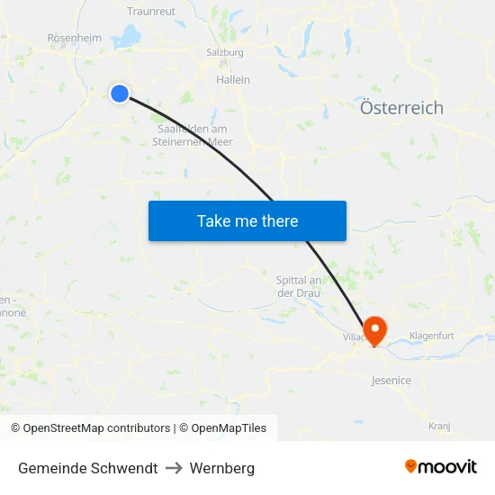 Gemeinde Schwendt to Wernberg map
