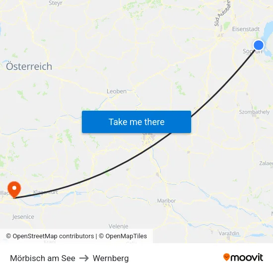 Mörbisch am See to Wernberg map