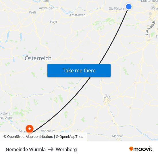 Gemeinde Würmla to Wernberg map