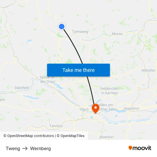 Tweng to Wernberg map