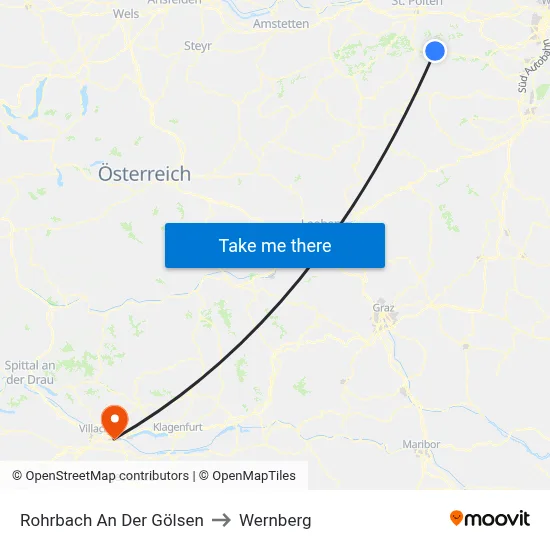 Rohrbach An Der Gölsen to Wernberg map
