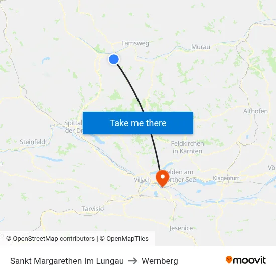 Sankt Margarethen Im Lungau to Wernberg map