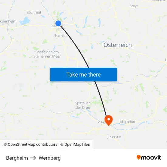 Bergheim to Wernberg map