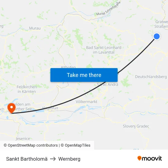 Sankt Bartholomä to Wernberg map