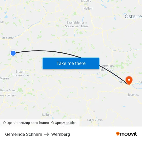Gemeinde Schmirn to Wernberg map