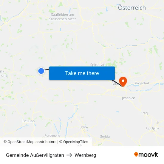 Gemeinde Außervillgraten to Wernberg map