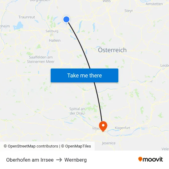 Oberhofen am Irrsee to Wernberg map