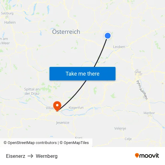 Eisenerz to Wernberg map