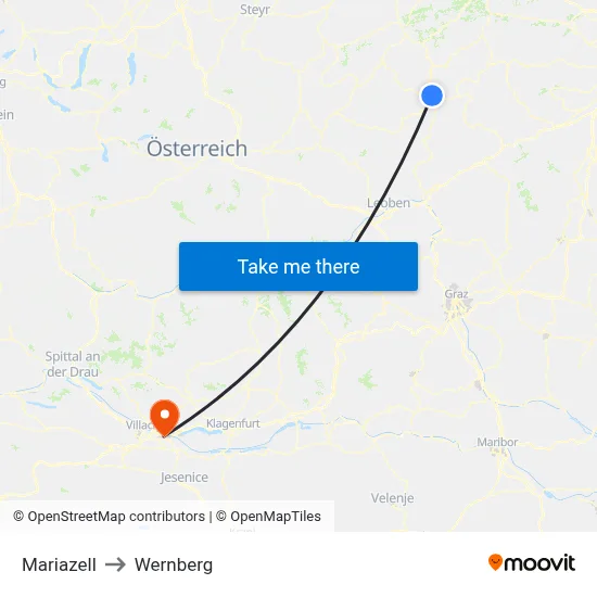 Mariazell to Wernberg map