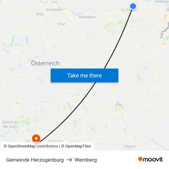 Gemeinde Herzogenburg to Wernberg map