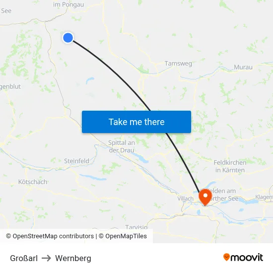 Großarl to Wernberg map
