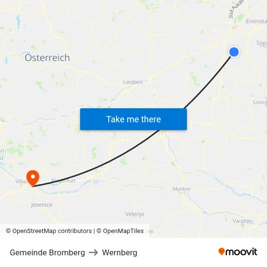Gemeinde Bromberg to Wernberg map