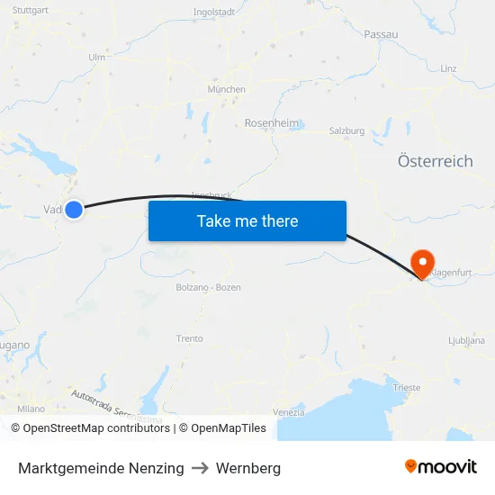 Marktgemeinde Nenzing to Wernberg map