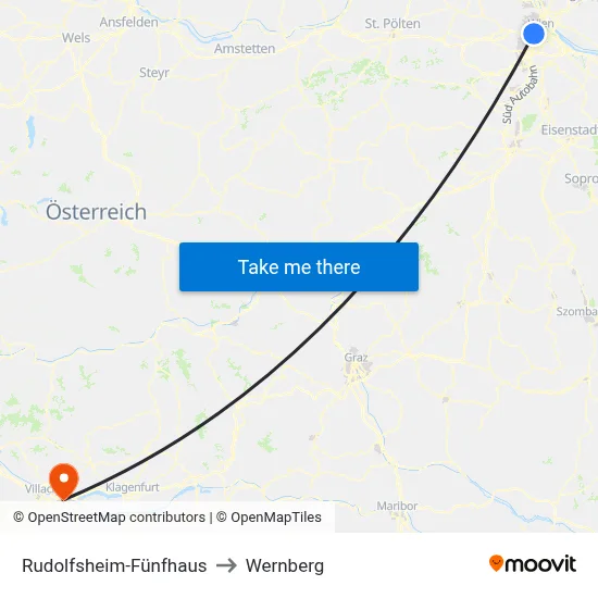 Rudolfsheim-Fünfhaus to Wernberg map