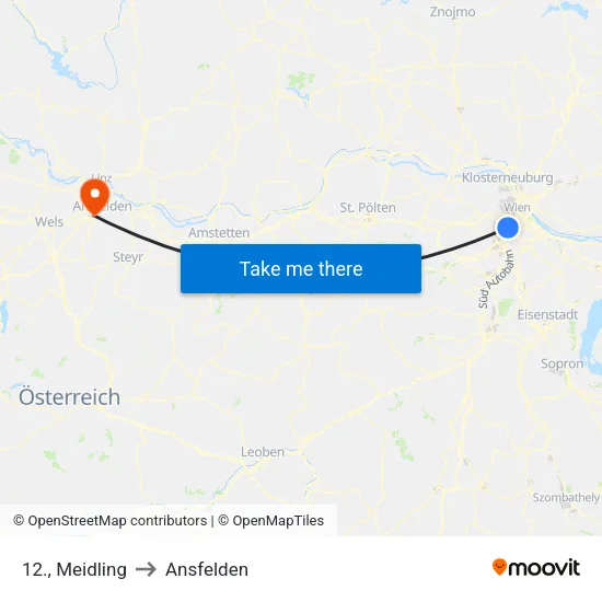 12., Meidling to Ansfelden map