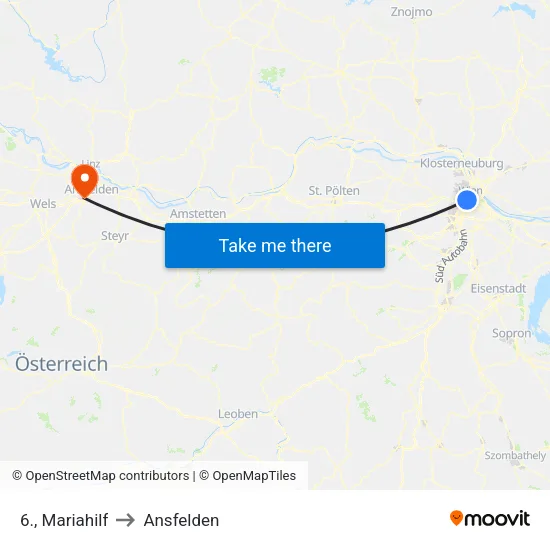 6., Mariahilf to Ansfelden map