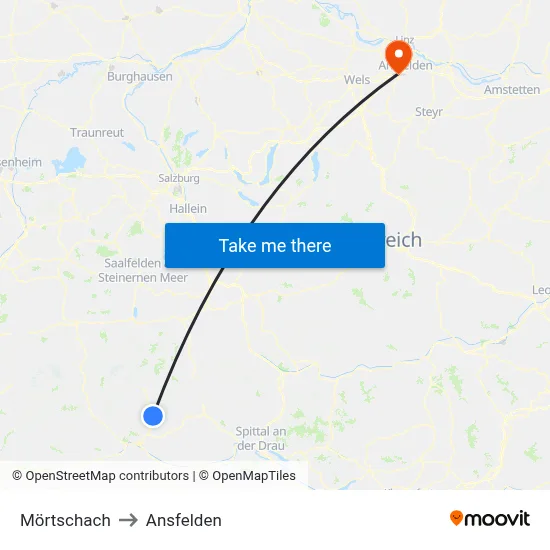 Mörtschach to Ansfelden map