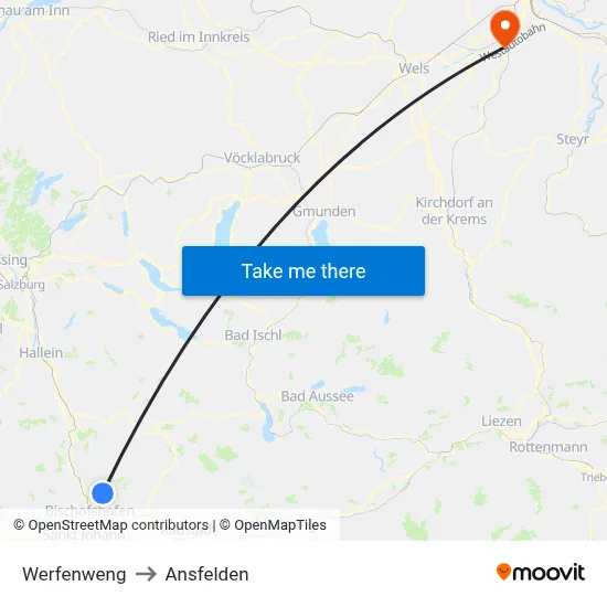 Werfenweng to Ansfelden map