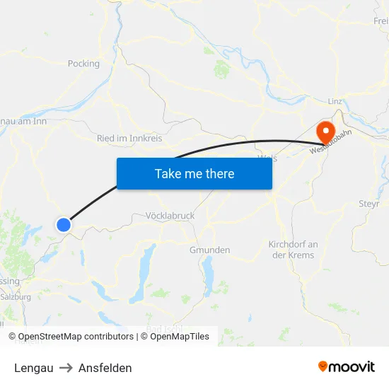 Lengau to Ansfelden map