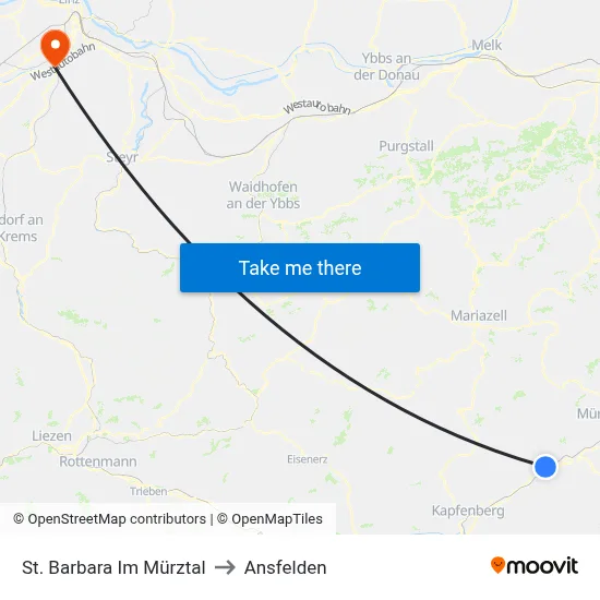 St. Barbara Im Mürztal to Ansfelden map
