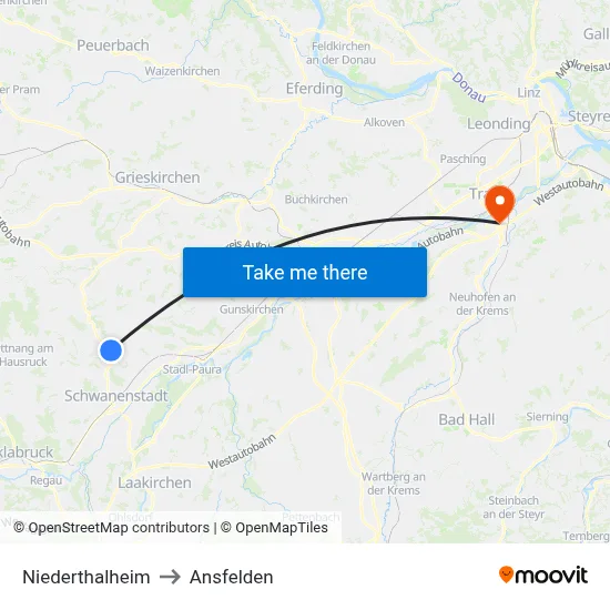 Niederthalheim to Ansfelden map