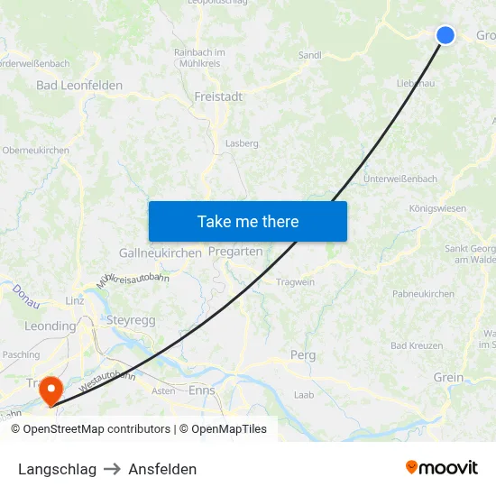 Langschlag to Ansfelden map