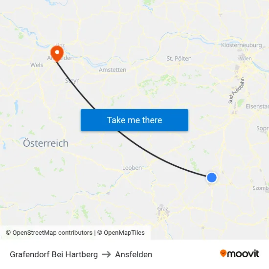 Grafendorf Bei Hartberg to Ansfelden map