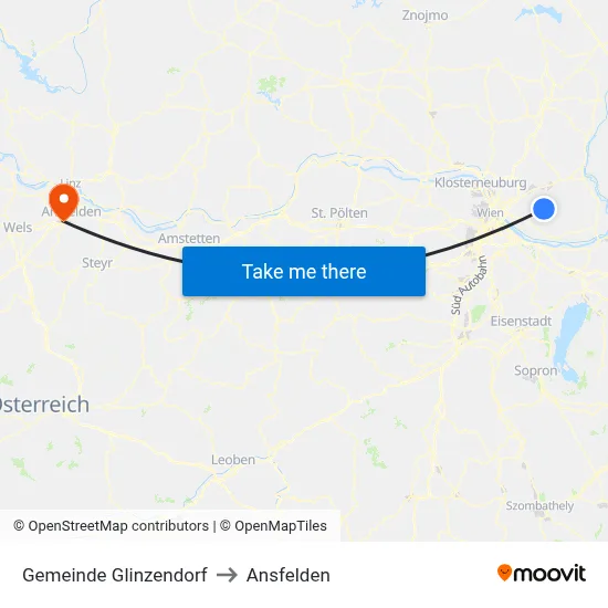 Gemeinde Glinzendorf to Ansfelden map