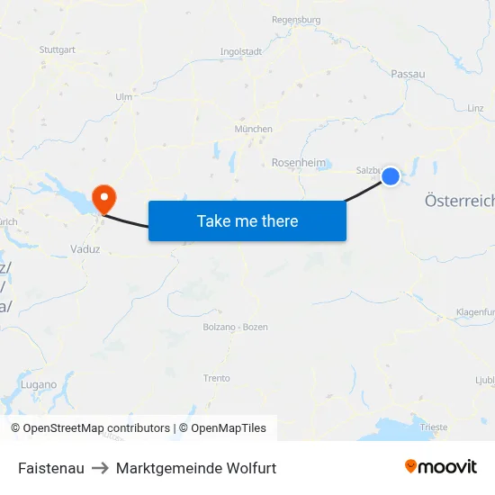 Faistenau to Marktgemeinde Wolfurt map
