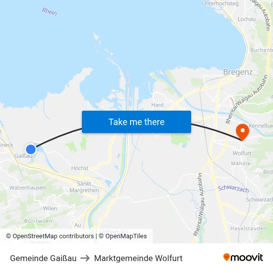 Gemeinde Gaißau to Marktgemeinde Wolfurt map