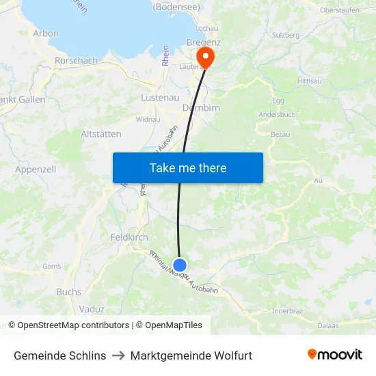 Gemeinde Schlins to Marktgemeinde Wolfurt map