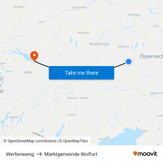 Werfenweng to Marktgemeinde Wolfurt map