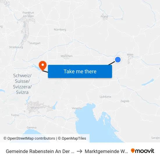 Gemeinde Rabenstein An Der Pielach to Marktgemeinde Wolfurt map