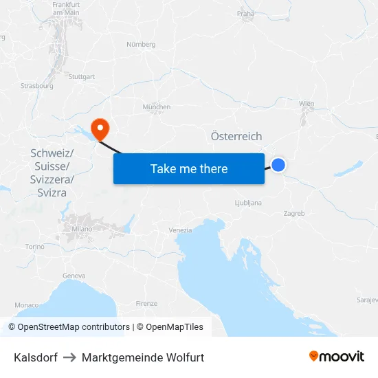 Kalsdorf to Marktgemeinde Wolfurt map