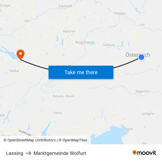 Lassing to Marktgemeinde Wolfurt map