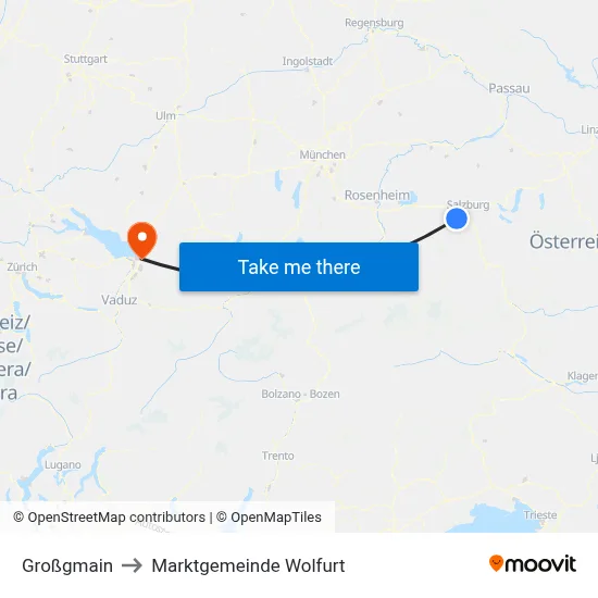 Großgmain to Marktgemeinde Wolfurt map